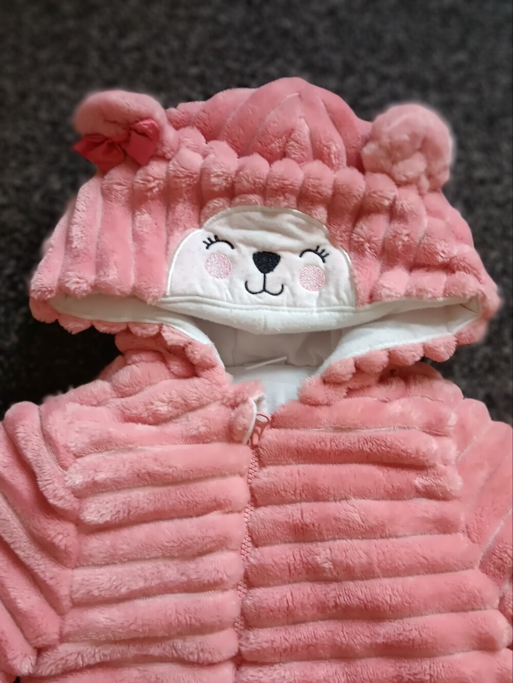 Quilted Koala Baby Pink 12-18 Mo. Infant Bear Full Zip Warm Snowsuit, Footless - Picture 5 of 8